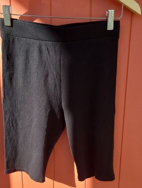 H&M Black Ribbed Knit Jogger Shorts Sz S